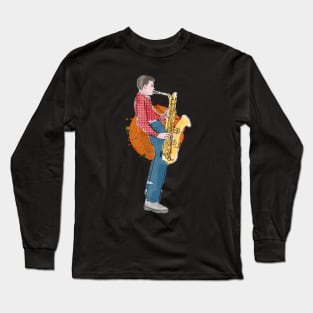 Mulligan Saxophone Jazz Theme Long Sleeve T-Shirt